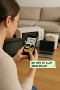 Kundin sendet Foto ihrer Altgeräte per WhatsApp für ein Sperrmüll Angebot